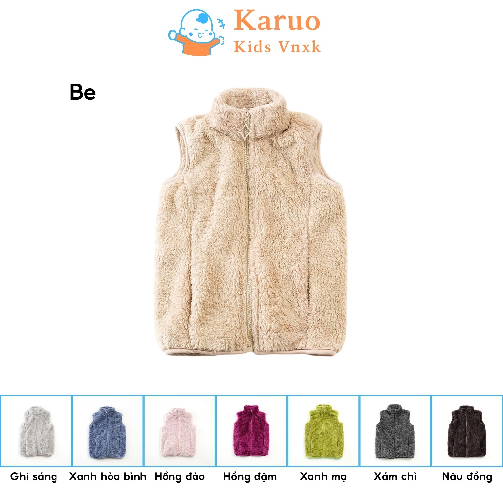 Áo gile lông cừu cho bé Falumar, Áo gi lê chất vải lông cừu nhân tạo ấm áp nhiều màu cho bé trai và bé gái
