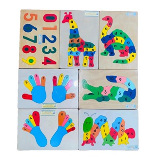 Đồ chơi tranh ghép hình các con vật học chữ số bằng gỗ, tranh lắp ghép học chữ thông minh cho bé