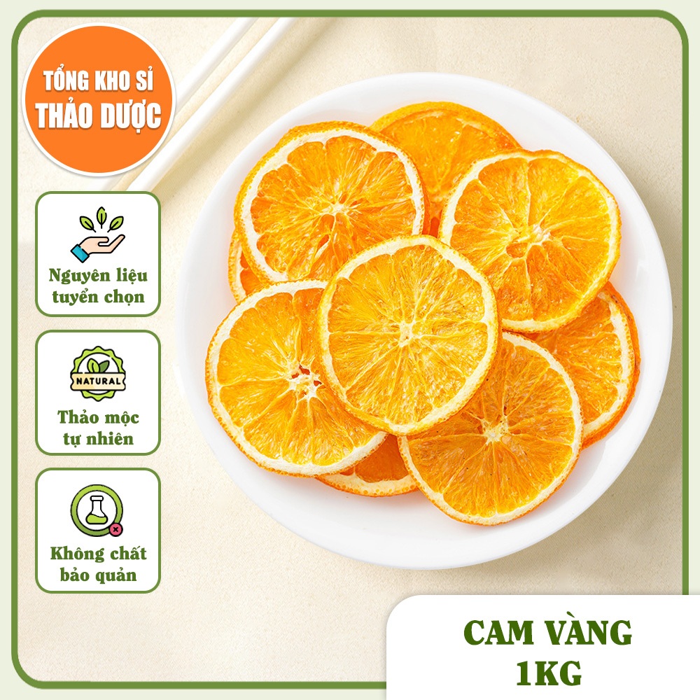 Cam vàng sấy khô 1kg, trà cam vàng, thái lát đẹp, nguyên miếng, dùng pha trà, trang trí, decor