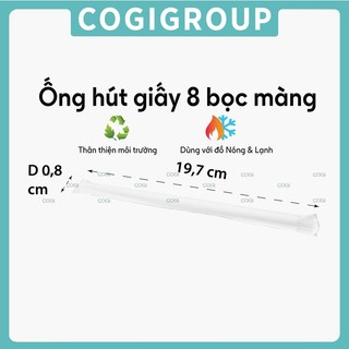 6 ống hút giấy Phi 6 | Phi 8 | Phi 12 BỌC MÀNG dùng 1 lần COGIGROUP  k3