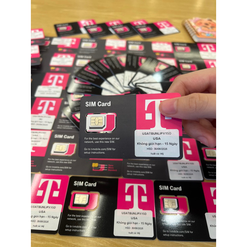 Sim Mỹ T-MOBILE Sim USA  - không giới hạn tốc độ cao 4G 5G - nghe gọi 15 ngày