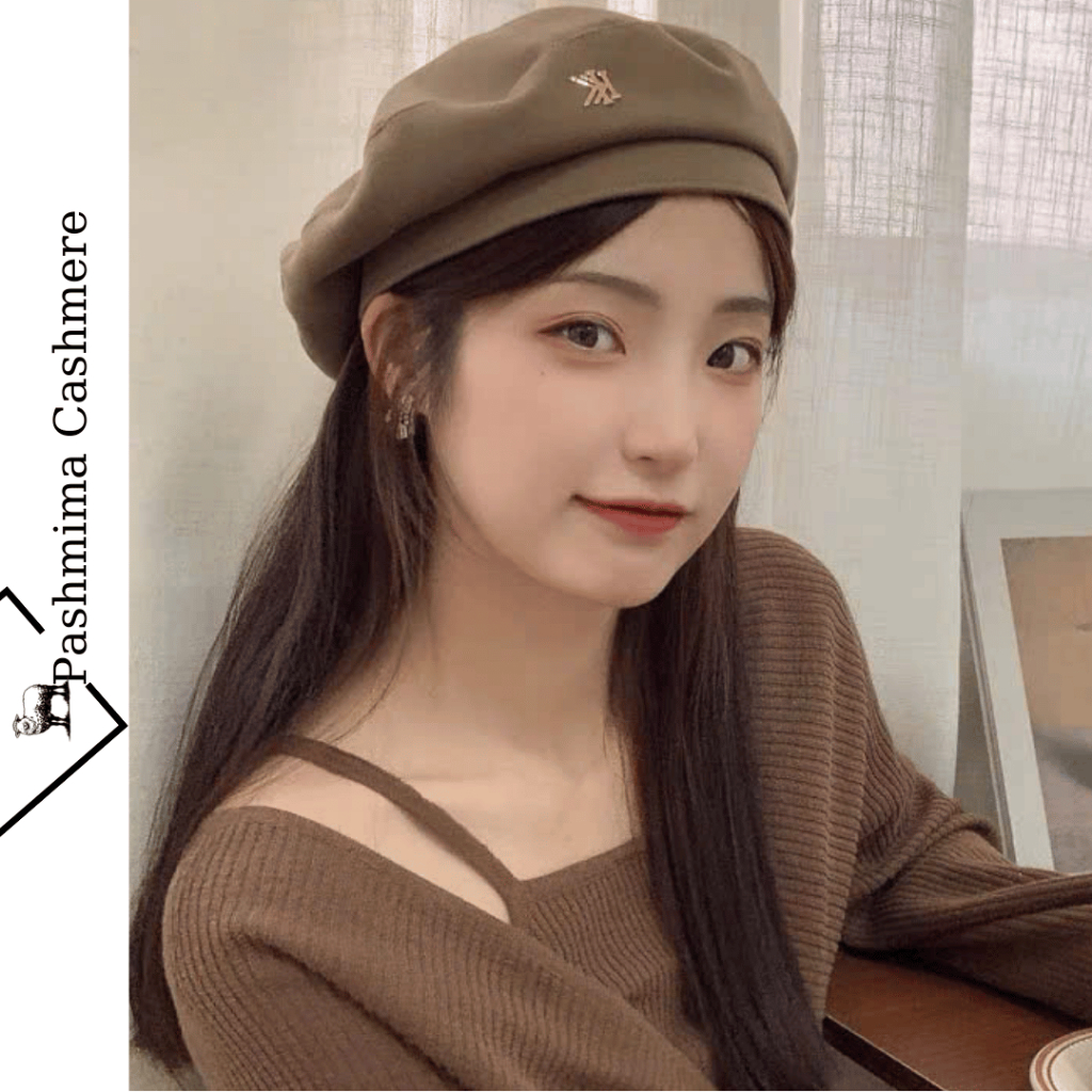 Mũ nồi Beret đính chữ K, ấm áp, bảo vệ đầu mùa đông phong cách Vintage thời trang Hàn Quốc BRT07