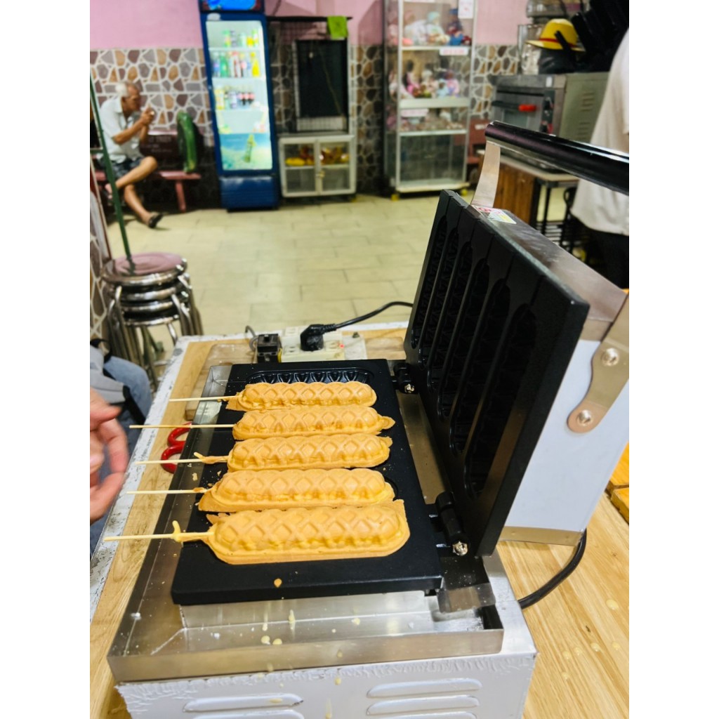 Máy Nướng Bánh 5 Xúc Xích Caro Công Nghiệp Hot Dog Waffle Maker Machine 1500W Electric 220V PVN5861