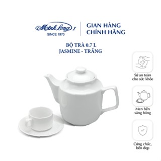 Bộ Ấm Trà Sứ Cao Cấp Minh Long - Jasmine - Trắng