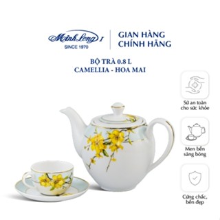 Bộ Ấm Trà Sứ Minh Long 0.8 L - Camellia - Hoa Mai