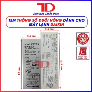 Tem thông số máy lạnh DAIKIN nội địa