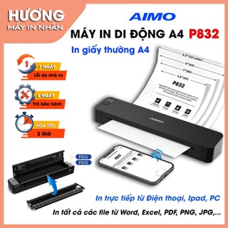 Máy in di động A4 P832 /Pin sạc /in qua Bluetooh, USB/ In giấy A4 thường /Kết nối in qua điện thoại, PC,..