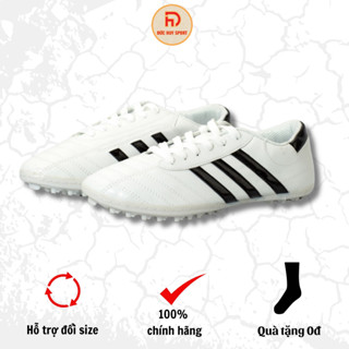  Giày Đá Bóng Sân Cỏ Nhân Tạo Wika 3 Sọc Da Vân Giày 3 Sọc Siêu Phủi Quốc Dân Khâu Full Đế Bền Bỉ  Tặng kèm tất dệt kim  