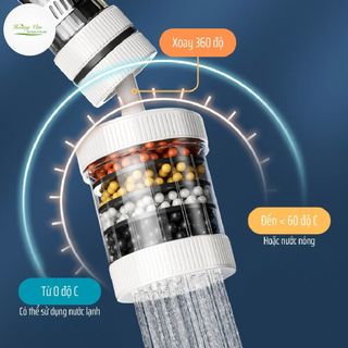 Đầu lọc nước tại vòi loại lớn 6 tầng xoay 360 chịu nhiệt đến 60 độ C - hỗ trợ lọc cặn bẩn, giúp nước sạch và an toàn khi