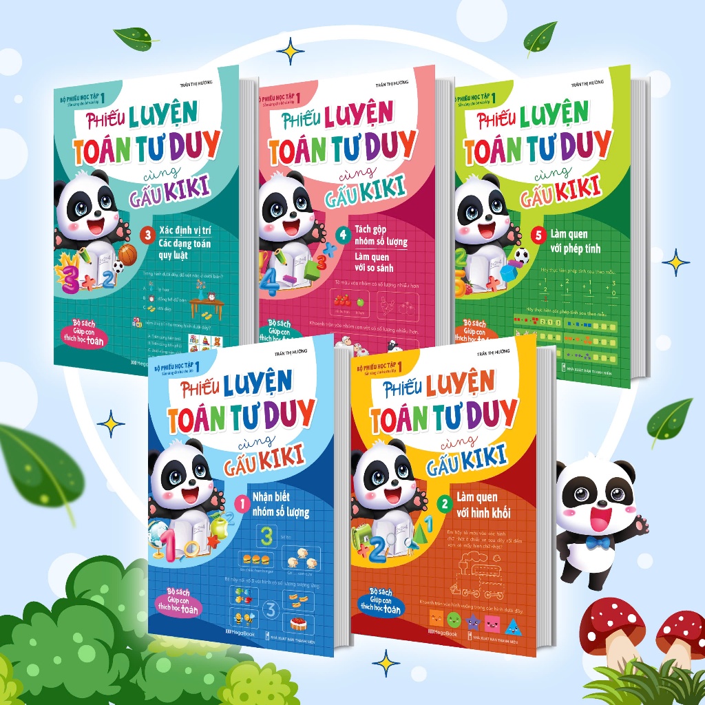 Sách Combo Phiếu luyện toán tư duy cùng Gấu Kiki (5 cuốn)