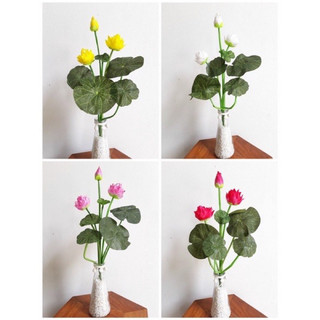  Cụm hoa sen nhí Kích Thước : dài 34cm- Cụm hoa sen giả trang trí nhà cửa - Trang trí tháp oản tài lộc Decor quán siêu đ 