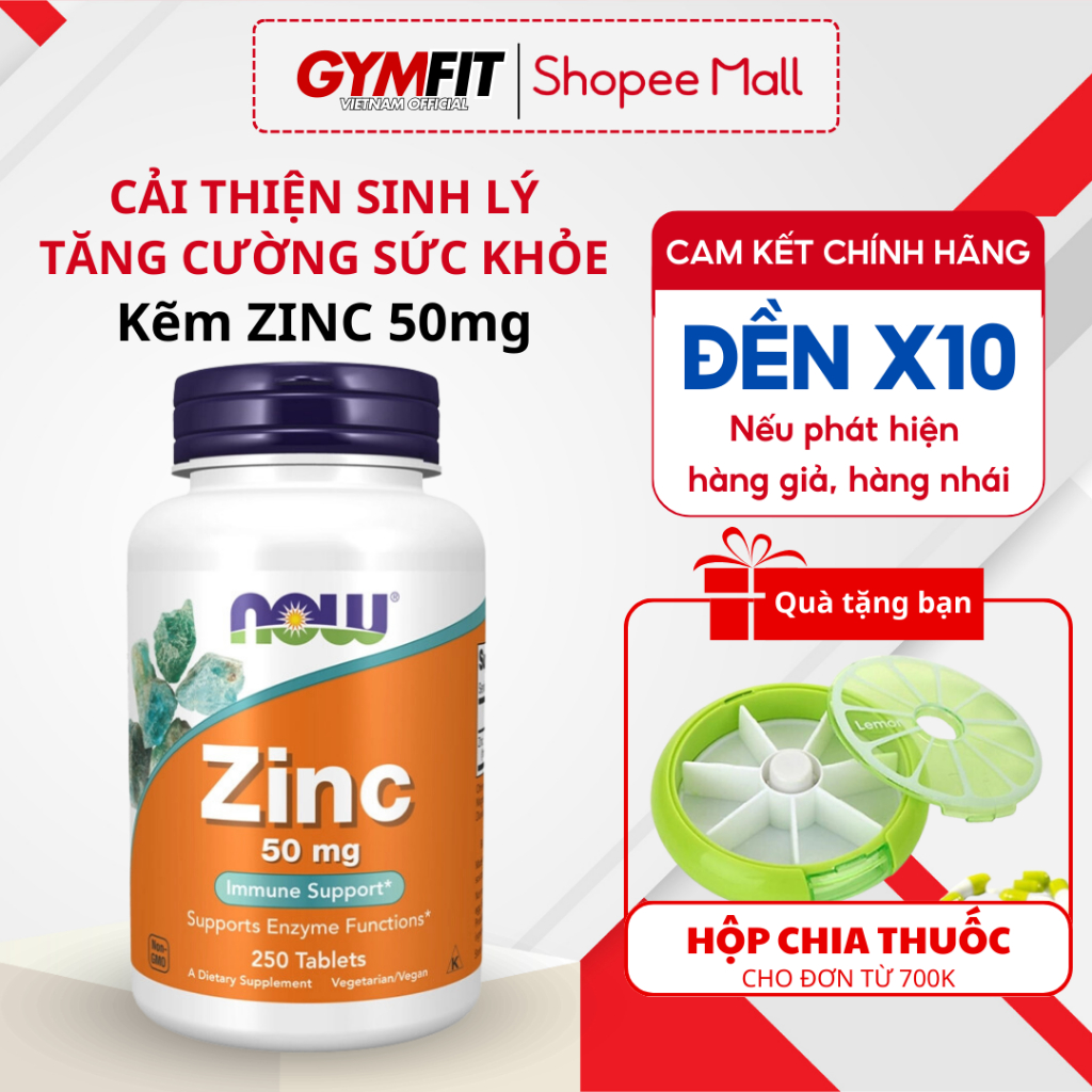 Kẽm ZinC 50mg tăng cường sinh lý nam, hỗ trợ giảm mụn, tăng đề kháng cải thiện sức khoẻ Now ZinC 50mg