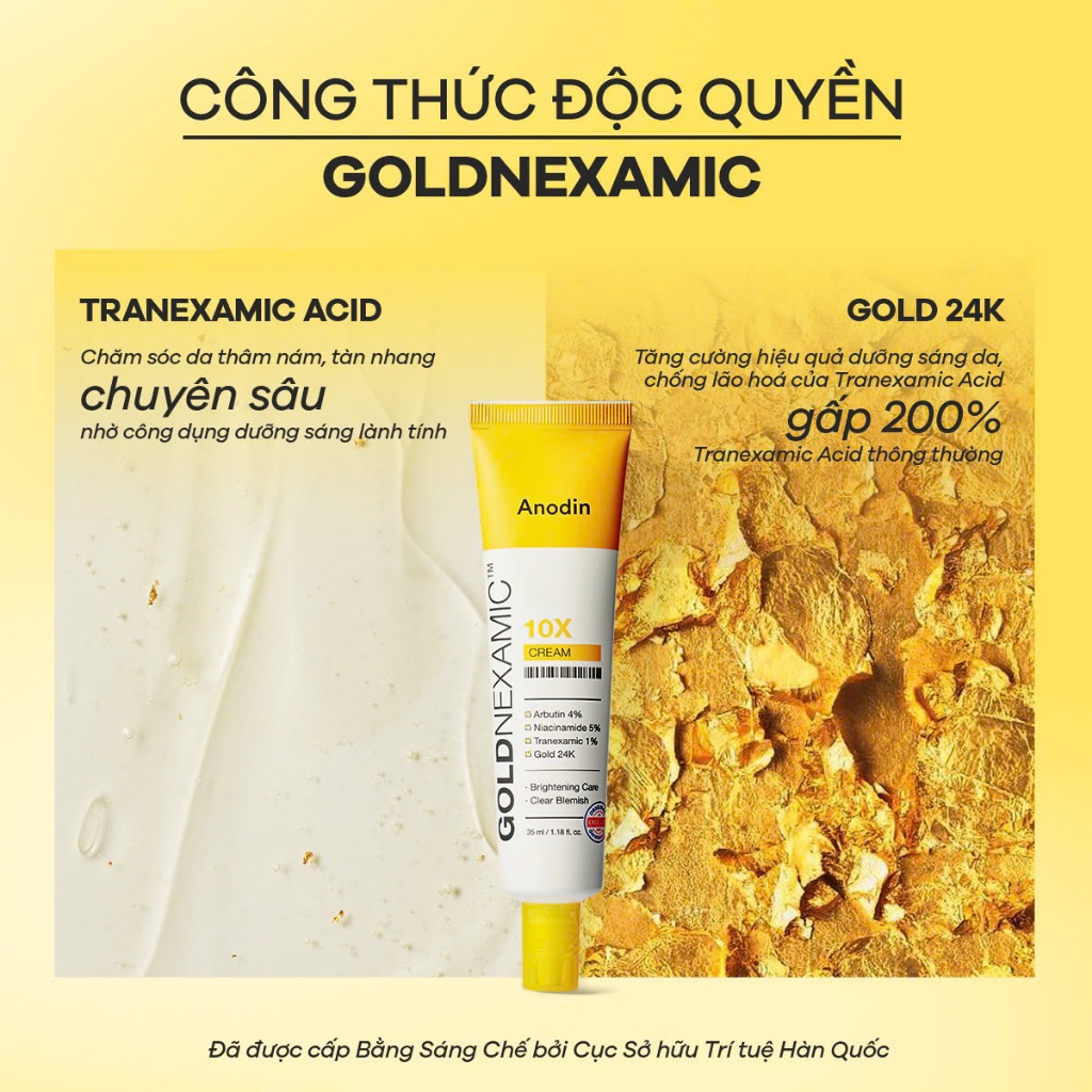 Kem dưỡng sáng, mờ thâm nám đa tầng Goldnexamic 10X Anodin 35ml - Hàn Quốc Chính Hãng