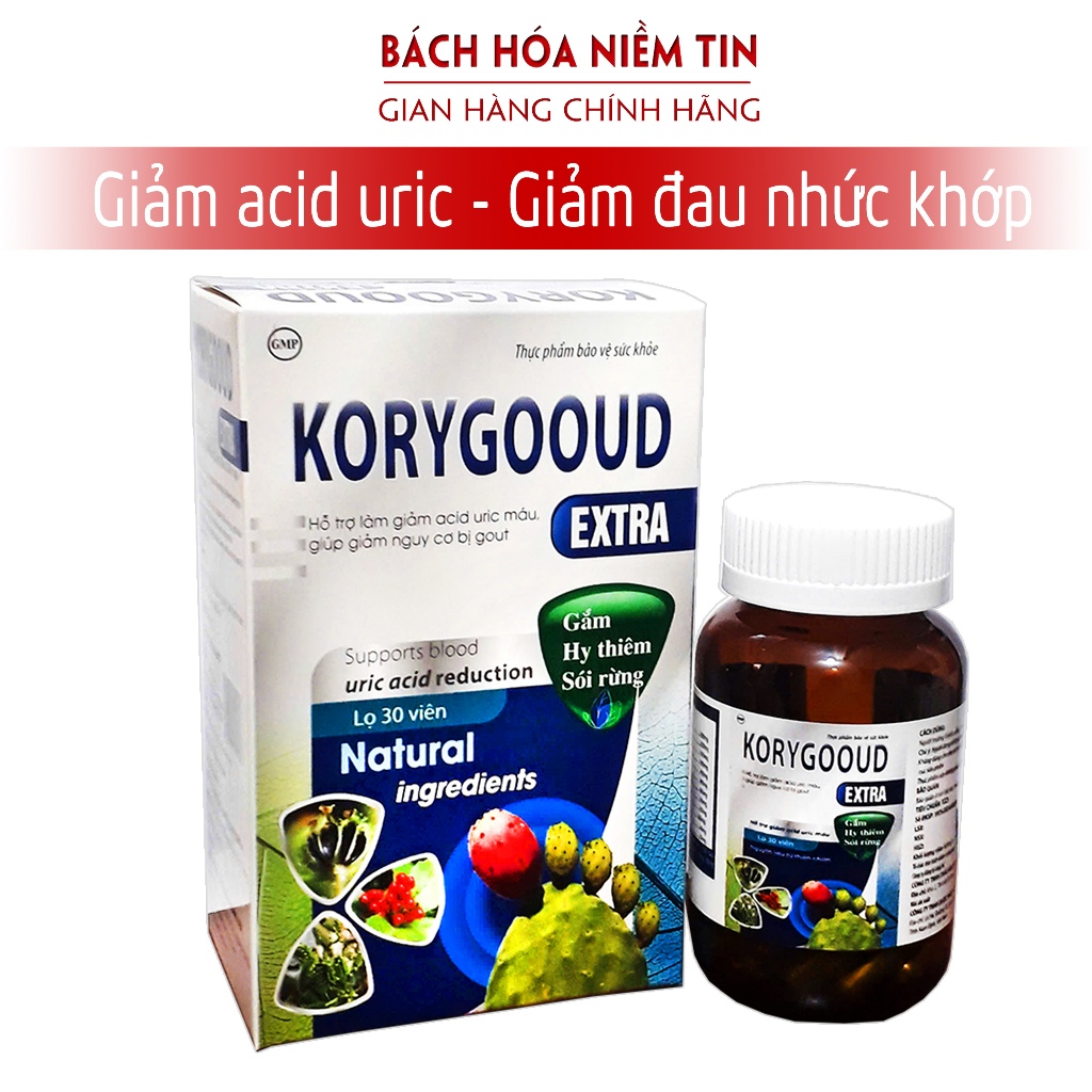 Viên uống giảm Gút KORE GOOUD PLUS - Thành phần   thảo dược - giảm acid máu, giảm đau, sưng do gout - Hộp 30 viên