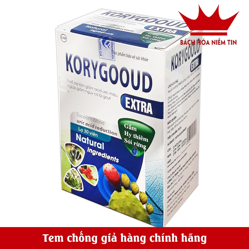 Viên uống giảm Gút KORE GOOUD PLUS - Thành phần   thảo dược - giảm acid máu, giảm đau, sưng do gout - Hộp 30 viên
