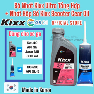 ( Combo )  Nhớt Máy + Nhớt Láp Kixx Ultra ( Tay ga ) 5w40 + 80w90 >>>>