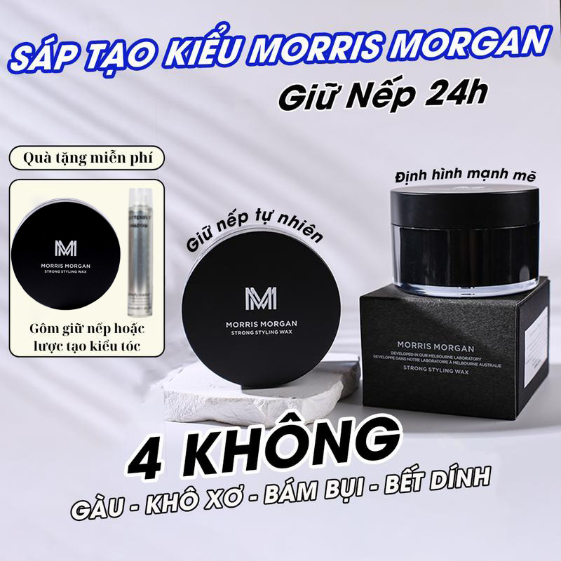 Sáp Vuốt Tóc Nam MORRIS MORGAN 100g Hương Nước Hoa Giữ Nếp, Tạo Kiểu Tự Nhiên Lên Đến 24H Chính Hãng [Sáp+Gôm 320ML ]