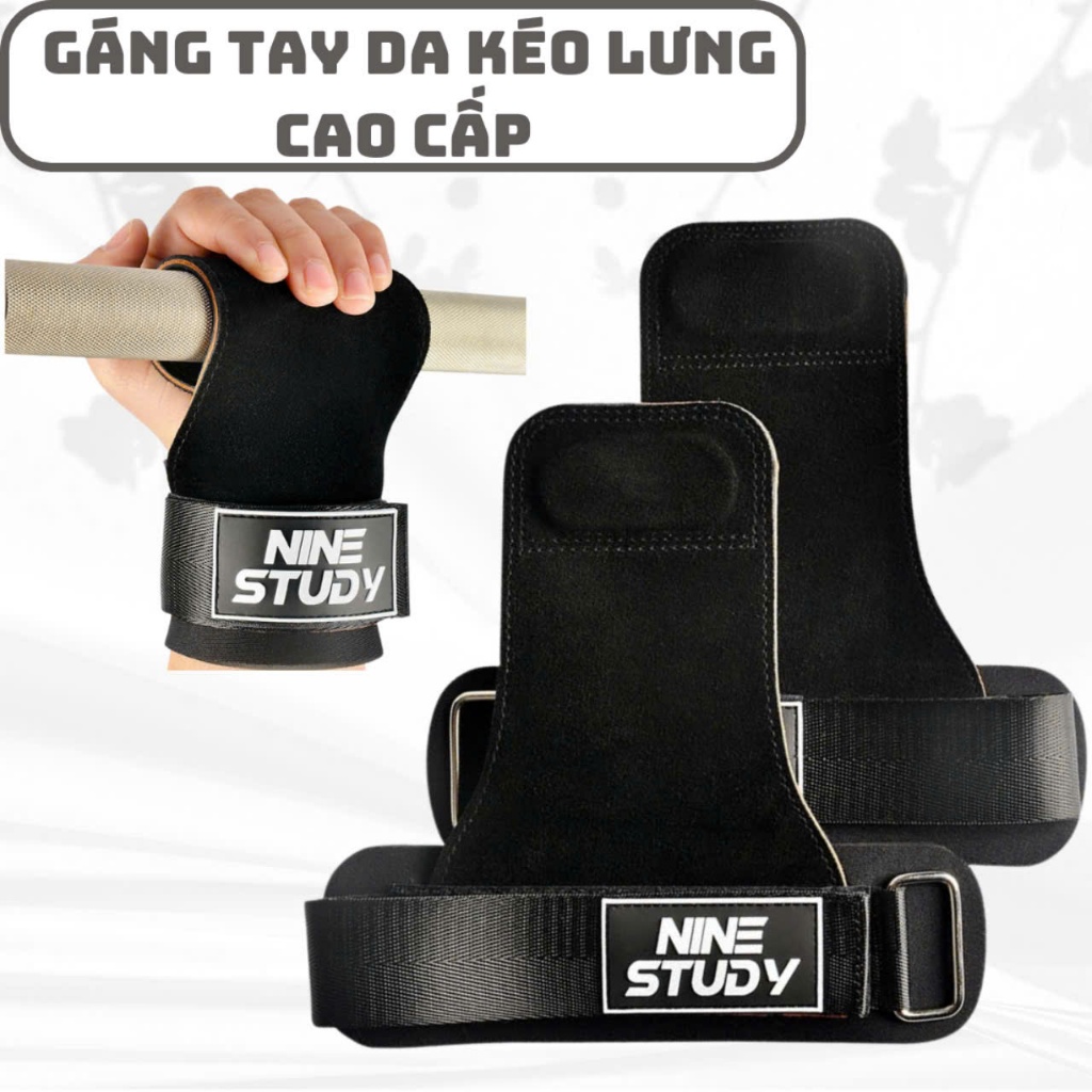 Găng Tay Tập GYM NINE STUDY - Dây Kéo Lưng Lifting Straps Đa Năng