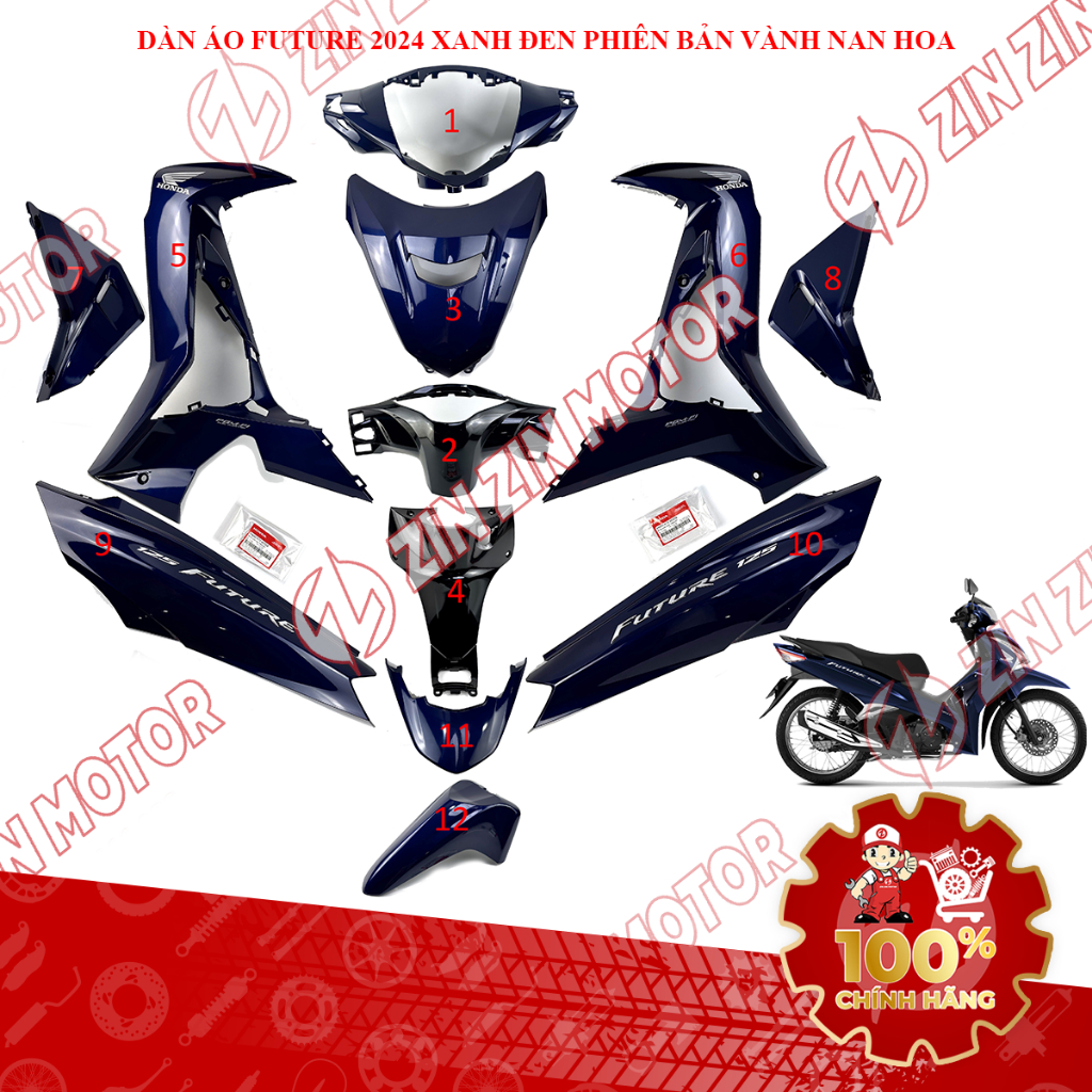 Dàn Áo Future 125 Fi, Xe Future Led Xanh Đen 2024 Phiên Bản Tiêu Chuẩn - ZZM
