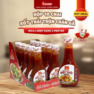 1 Hộp 10 chai sốt thái trộn chân gà AZ CHEF - Nước sốt gia vị hoàn chỉnh chua cay chuẩn vị Thái