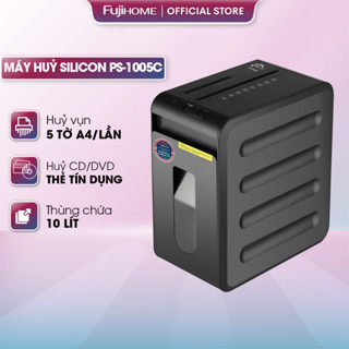  Máy hủy giấy tài liệu 5 tờ A4 lần Silicon PS-1005C máy huỷ cắt giấy vụn thẻ tín dụng,CD DVD thùng chứa 10L 
