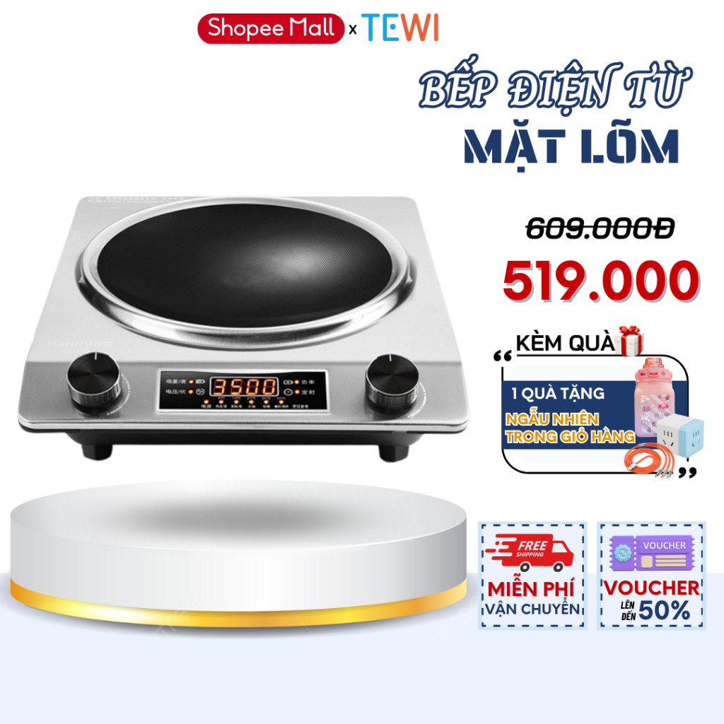 Bếp Điện Từ Lõm, Bếp Điện Từ Đơn Bếp, Công Suất Lớn 3500W, Hẹn Giờ Tắt Dễ Dàng Sử Dụng, Bảo Hành 12 Tháng