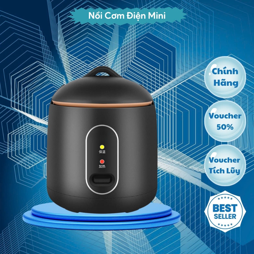 Nồi cơm điện mini tráng chống dính CHIGO, nấu hầm súp cháo đa năng, dung tích 1,2L phù hợp cho 2 người ăn - HC3