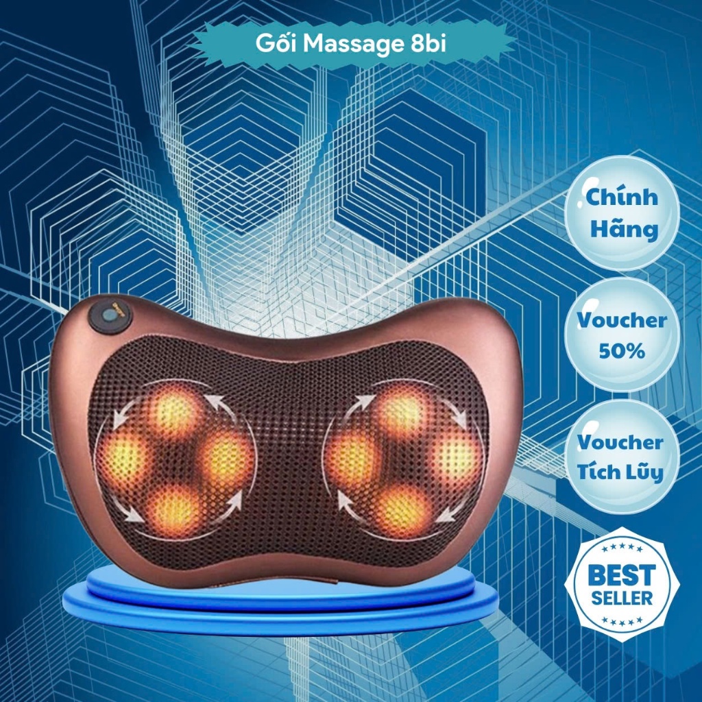 Gối Massage Hồng Ngoại 8 Bi 2 Chiều Cao Cấp - Máy, Gối Mát Xa Cổ Vai Gáy Chính Hãng Công Nghệ Nhật Bản - GMX4