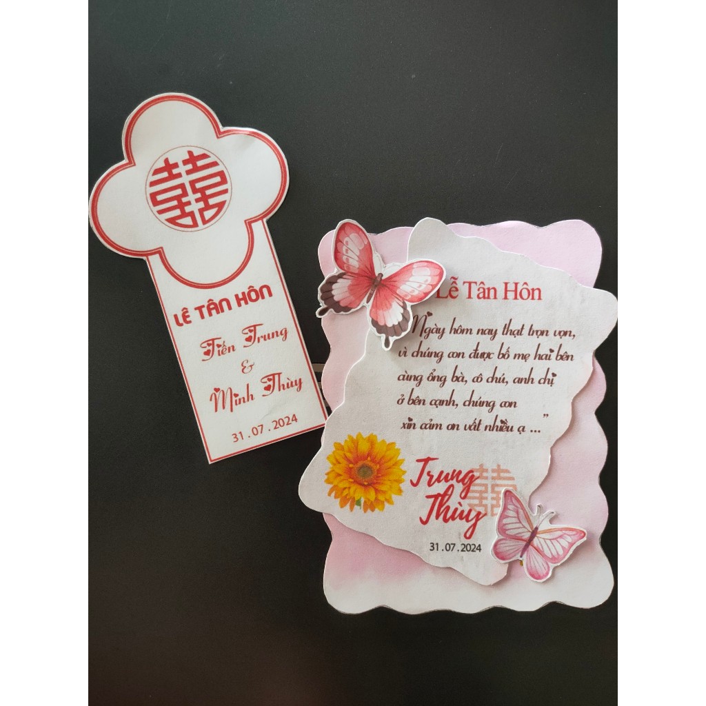 COMBO TEM CHAI NƯỚC / THƯ CẢM ƠN TRANG TRÍ GIA TIÊN ĐÁM CƯỚI