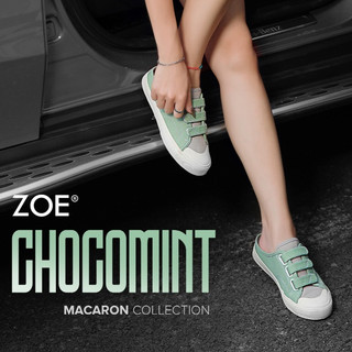  Giày Sục Đạp Gót Zoe Vải Linen phối Màu Xanh  Mule Chocomint Macaron   Hàng mới  