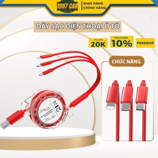 Dây Cáp Sạc Điện Thoại -  Cáp Sạc Nhanh 3 Đầu Gồm ( Dây Sạc Iphone,Dây Sạc Samsung,Dây Sạc Type c ) Rút Gọn Tiện Lợi
