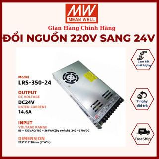 Nguồn Meanwell LRS 24V DC 350W, Chuyển Nguồn 24V 14.6A, Tăng Phô Meanwell Đài Loan, Bộ Đổi Nguồn 220V Sang 24V,Meanwell