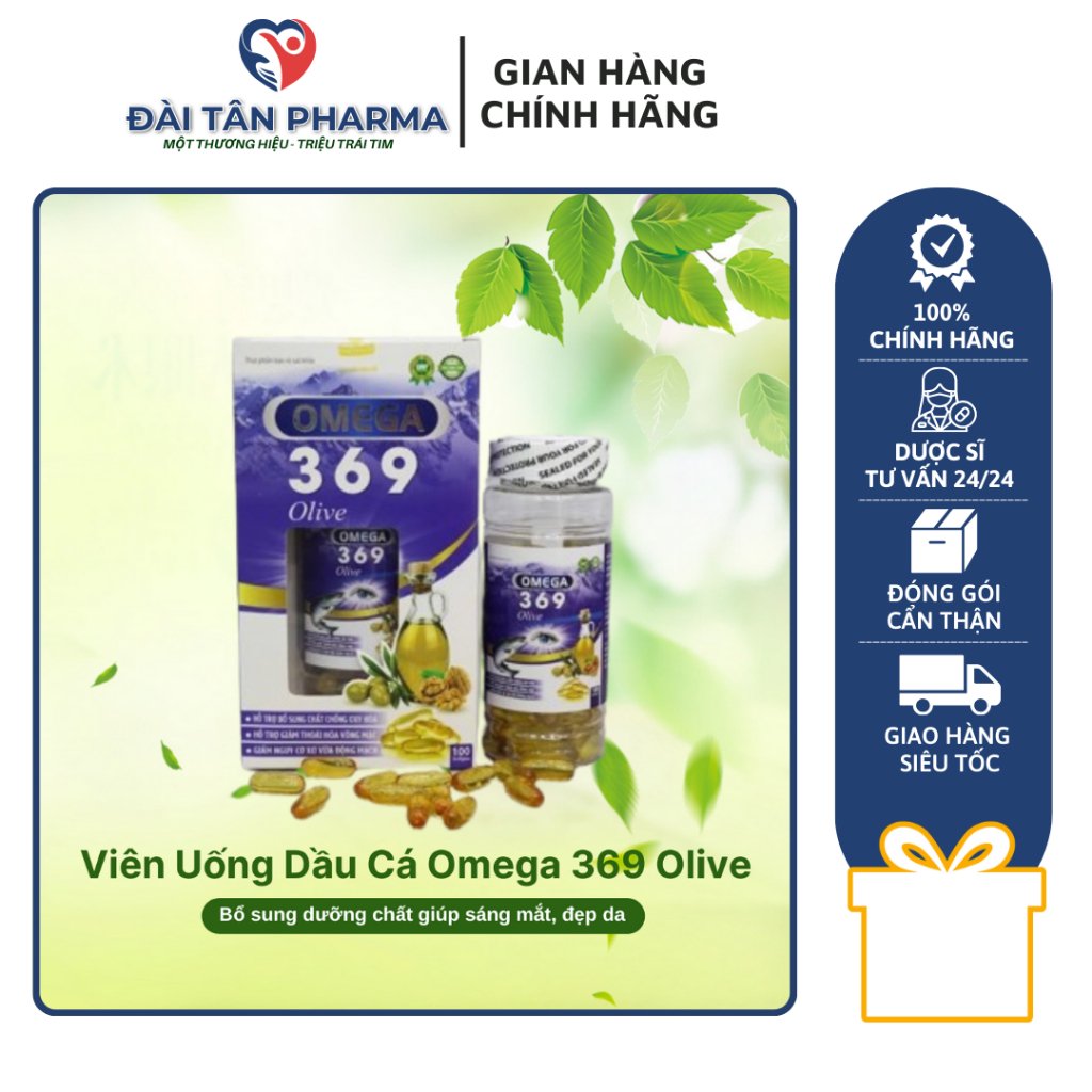 Viên Uống DẦU CÁ OMEGA 369 Olive Bổ Sung Dưỡng Chất Giúp Sáng Mắt, Đẹp Da, Hỗ Trợ Hiệu Quả