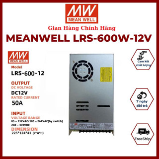 Nguồn Meanwell LRS 12V DC 600W, Chuyển Nguồn 12V 50A, Tăng Phô Meanwell Đài Loan, Bộ Đổi Nguồn 220V Xuống 12V