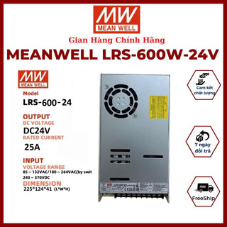 Nguồn Meanwell LRS 24V DC 600W, Chuyển Nguồn 24V 25A, Tăng Phô Meanwell Đài Loan, Bộ Đổi Nguồn 220V Xuống 24V