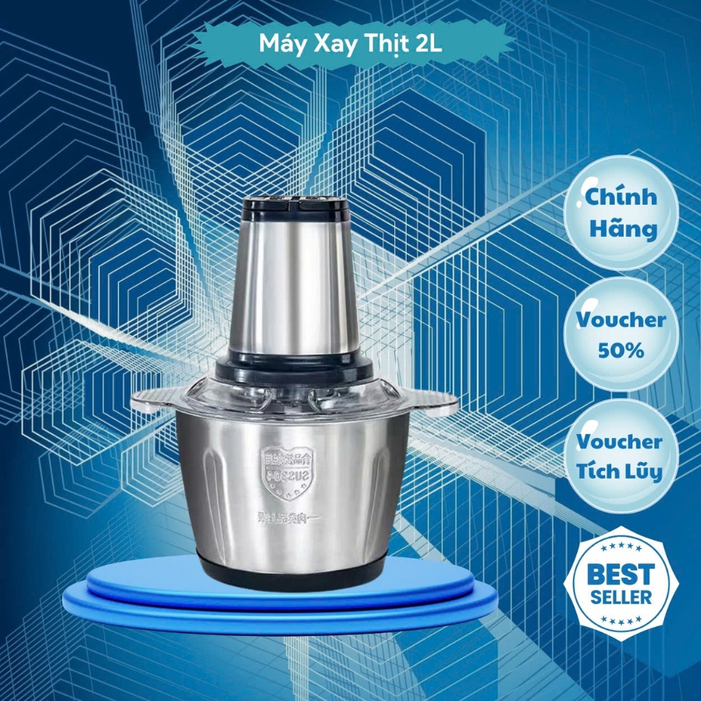 Máy xay thịt mini - xay tỏi ớt xay thịt, máy xay sinh tố thịt đa chức năng xay nước ép hoa quả dung lượng 2L HOT Hot