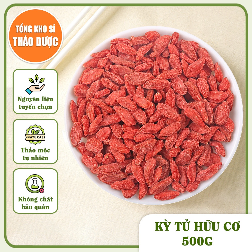 Kỳ tử hữu cơ 500g, trà kỷ tử, hạt to, đỏ, vị ngọt, dùng pha trà, chưng yến, nấu chè dưỡng nhan
