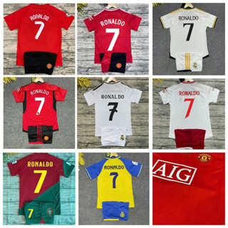 ÁO BÓNG ĐÁ - QUẦN ÁO THỂ THAO IN TÊN RONALDO 7 - BỘ TRẺ EM VẢO MÈ THÁI CAO CẤP