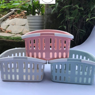 Giỏ đựng đồ có quai xách đa năng tiện lợi nhựa Việt Nhật( 22x15x11cm), rổ 2 quai sọc 3214