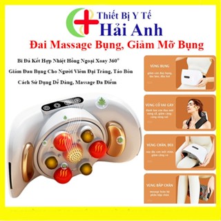Máy Massage Bụng, Đai Massage Đánh Tan Mỡ Bụng Cao Cấp Có Đèn Hồng Ngoại Kết Hợp Bi Đá Xoay 360