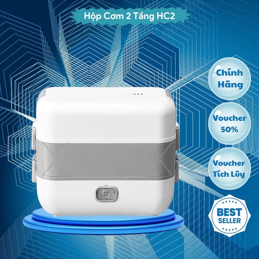 Hộp cơm cắm điện 2 tầng 4 ngăn inox giữ nhiệt hâm đóng và tự nấu chín thức ăn, Cà Men Đựng Cơm Đi Làm - HC2 Hot