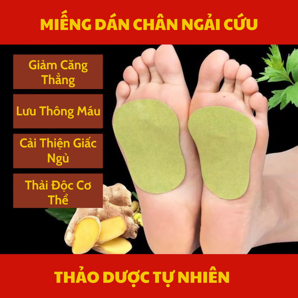 Miếng Dán Chân Thải Độc Ngải Cứu - Giúp Ngủ Ngon, Nhức Mỏi, Thải Độc Cơ Thể
