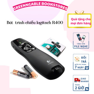 Bút trình chiếu logitech R400+ tặng kèm BAO DA và pin-Greengable Bookstore