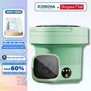 Máy Giặt Mini Gấp Gọn KONOHA Giặt Đồ Trẻ Em Tất Vớ Đồ Lót Dung Tích 6L Tự Vắt Khô Công Nghệ Khử Khuẩn Bảo Hành 12 Tháng