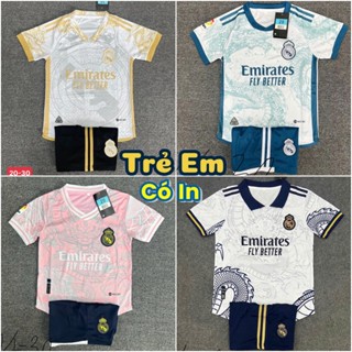 Bộ quần áo đá bóng đá banh Trẻ Em - Real Rồng, Dragon, Có nhận in Tên Số, Vải Mè Lỗ kim thoáng mát
