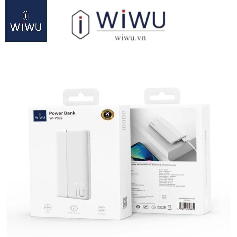 Pin Sạc Dự Phòng 10.000mAh WIWU Wi-P032  hỗ trợ sạc nhanh tích hợp USB-A và Type-C PD cho iPhone 15 