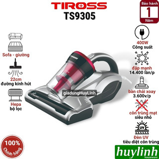 Máy hút bụi trên giường, sofa diệt khuẩn uv tiross ts9305 - độ rộng 22cm - 400w