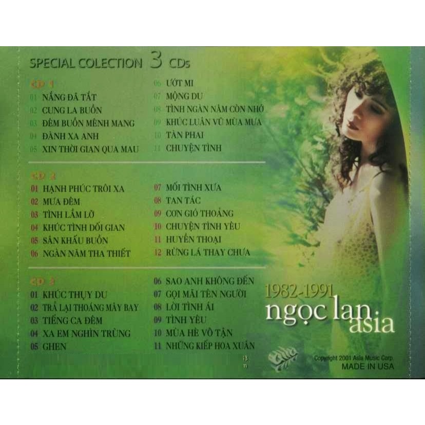 ĐĨA CD 1211. ASIA 161 - NGOC LAN 1982-1991 -  SPECIAL COLLECTION - CD 03 chất lượng cao