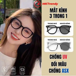 Kính râm thời trang MKTRENDY đổi màu nam nữ gọng vuông chống tia UV chống ánh sáng xanh nhựa cao cấp X17