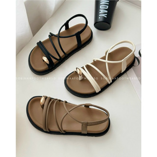 Dép Sandal Nữ Quai Hậu FORM NHỎ NÂNG LÊN 1SIZE dây thun phía sau Đế Bằng cao 3cm TD807 XỎ NGÓN Full Box